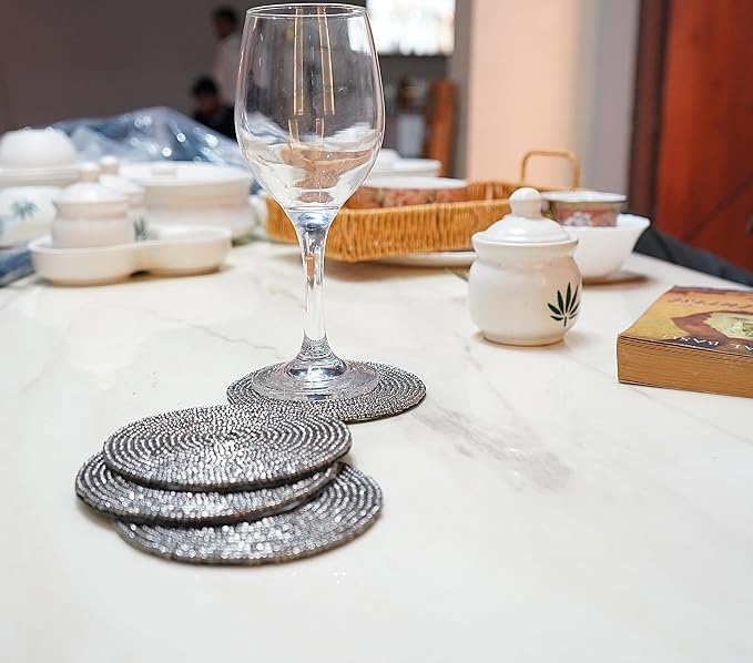 Handmade Beaded Bar Drink Tabletop Protection Coasters - Image 9