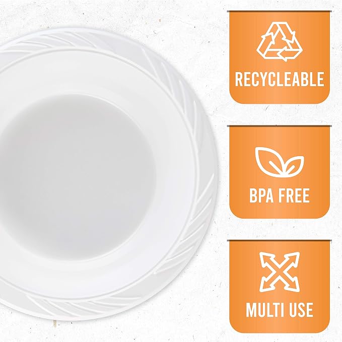 100 Count Disposable 18 ounce White Plastic Soup Bowls - Image 6