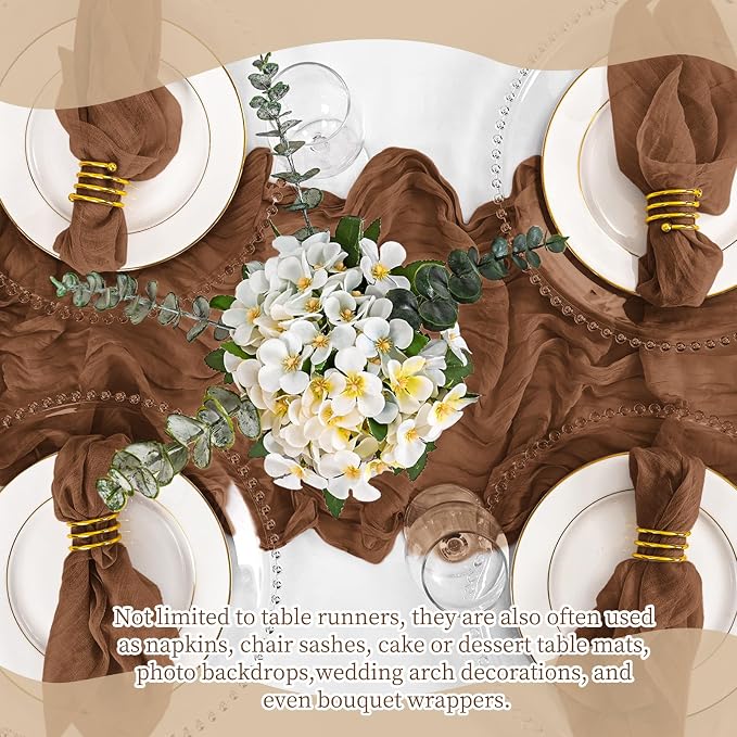8 Pack Brown Table Runner 17 x 108inch Cheesecloth Table Runner Boho Gauze - Image 7