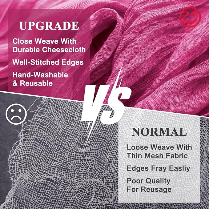 Cheesecloth Table Runner Fushia 10FT Boho Gauze Runner, 3 Pack | 120 Inch - Image 4