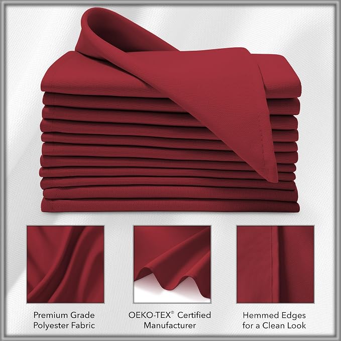 Lann's Linens Set of 12 Cloth Dinner Napkins, 20-inch Polyester Napkins - Image 3