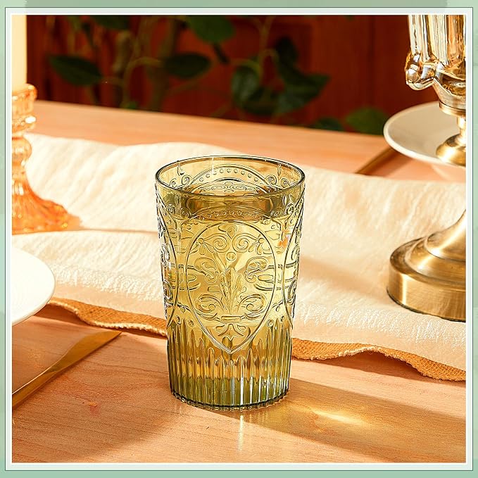 100 Pcs 16 oz Plastic Vintage Drinking Glasses Stemless Ribbed Highball Glasses - Image 5