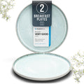 Stoneware breakfast & dessert plates set 2 pcs – Light beige & blue stylish by PURELIVING
