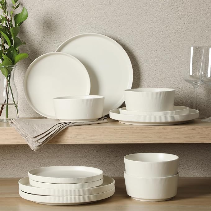 Gibson Home Dempsey Road 12-Piece Stoneware Dinnerware Set – Service - Image 6
