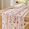 BINBE 3pcs Pink Daisy Spring Table Runner Embroidery Gauze 10FT Florals by BINBE