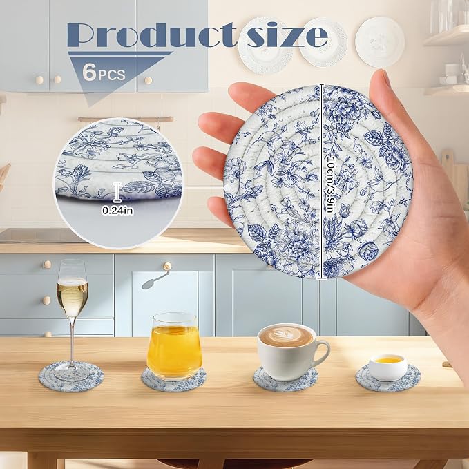 Chinoiserie Cotton Coaster Set of 6 - Image 3