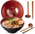 8 Inch Ceramic Ramen Bowl Set of 2, 40oz Japanese Bowls by ArtifexCeram