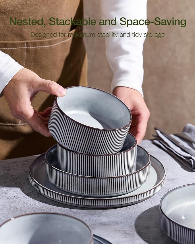 Famiware Star Ceramic Plates and Bowls Sets, Reactive Glaze Dishes - Image 6