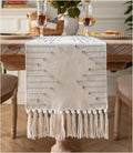 Boho Table Runner 13 x 90 Inch Long Natural Cotton Woven Runner by Caflife