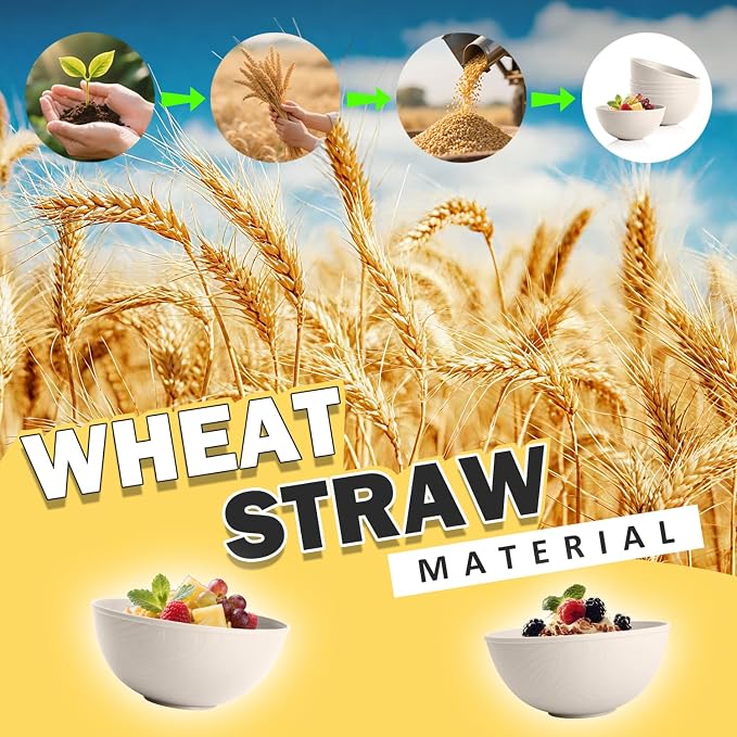 Unbreakable Wheat Straw Kitchen Cereal Bowl 40 OZ, Microwave & Dishwasher Safe - Image 6