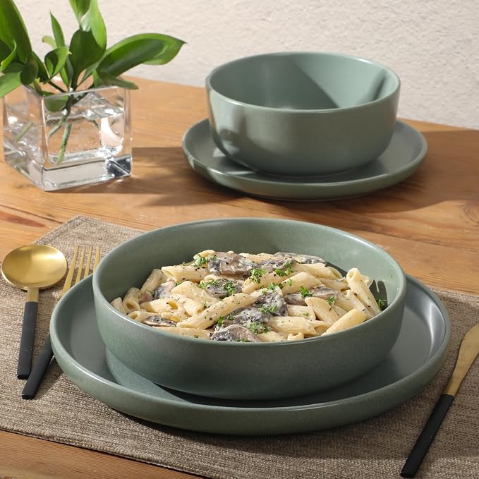 Gibson Elite Pasco 16 Piece Plates and Bowls Double Bowl Reactive Glaze Dishes - Image 6