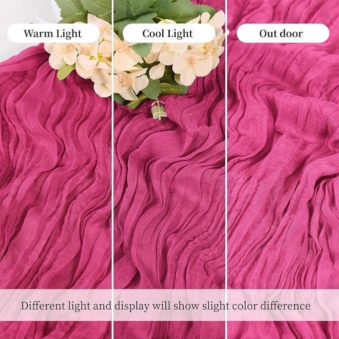 6 Pack Hot Pink Cheesecloth Table Runner, 17 x 108 Inch, Gauze Cheese Cloth - Image 6