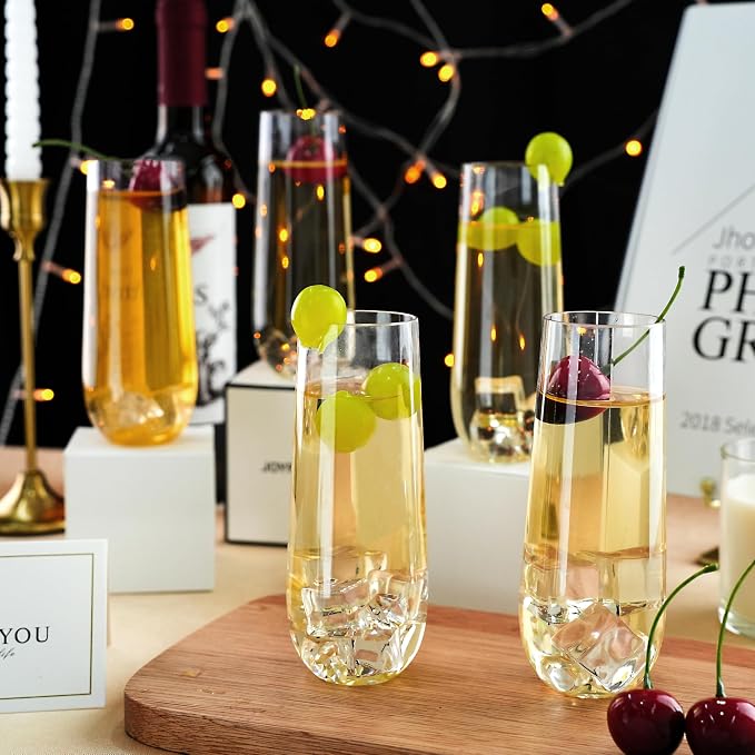 Bestluck 48 Pack 9 oz Clear Stemless Plastic Champagne Flutes | Clear - Image 4