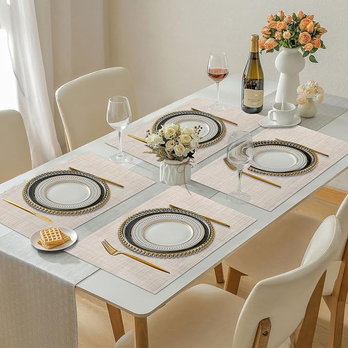 Vinyl Placemats Set of 8, PVC Woven Washable Non-Slip Table Mats, Heat - Image 7