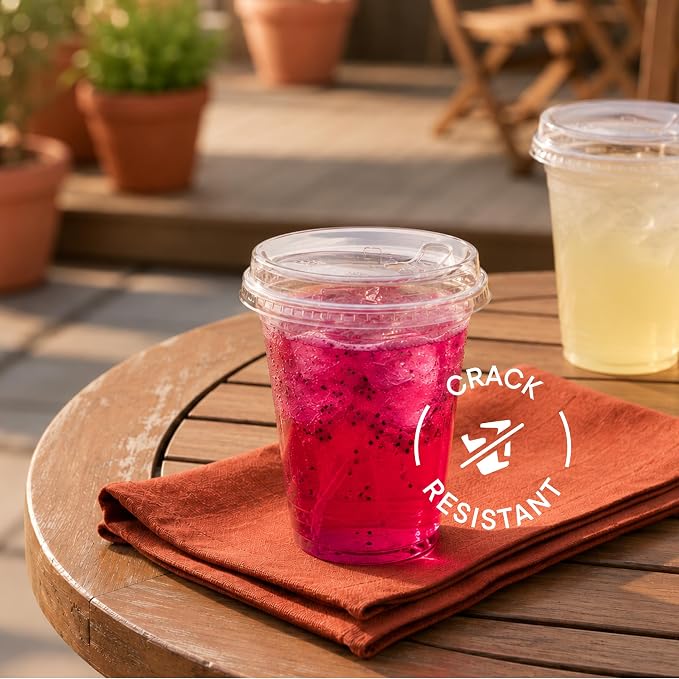 16 oz Clear Plastic Cups with Strawless Sip-Lids PET Crystal Clear Disposable - Image 6