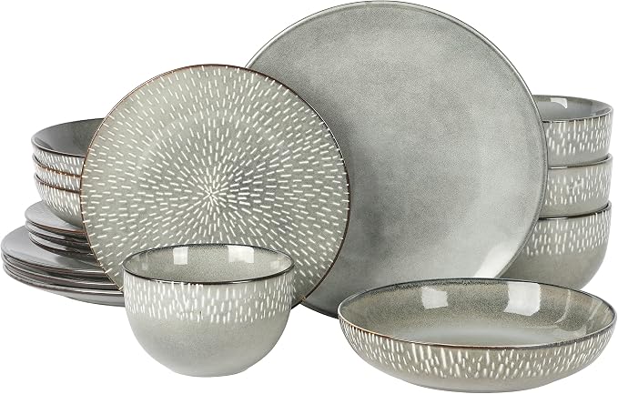 Gibson Elite Matisse 16-Piece Double Bowl Dinnerware Set, Service by GibsonHomewares