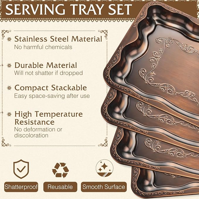 FoldTier 4 Pack Serving Trays Set - Image 4