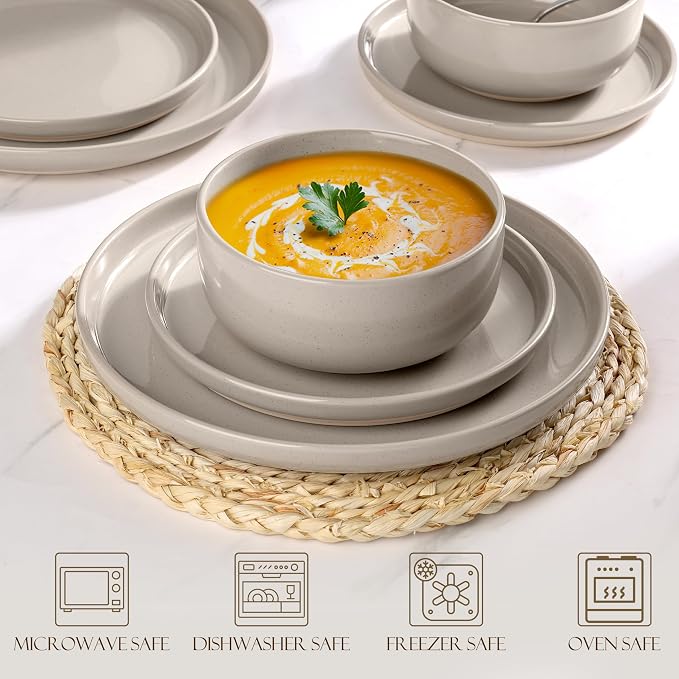 LIANYU Dinnerware Dishes Sets for 8, 24-Piece Stoneware Dinner Set, Ceramic - Image 5