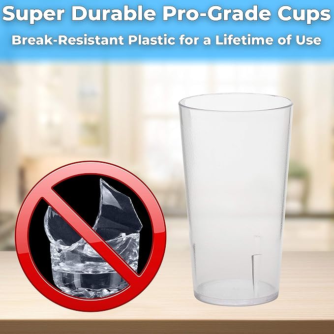 Restaurant Grade, BPA-Free 12oz Clear Plastic Cups 6pk. Super Durable, Break - Image 2