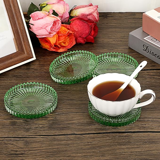 JUXYES Set of 5 Heat-Resistant Clear Glass Coaster - Image 5