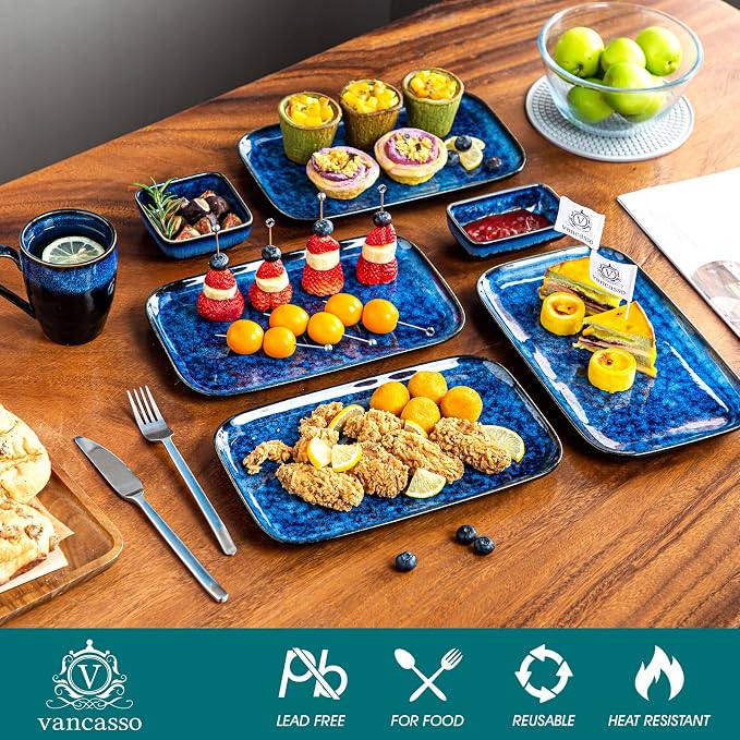 vancasso Stern Serving Platters Set of 4, 11 Inches Rectangular Ceramic Serving - Image 3
