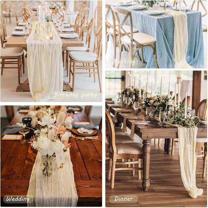 Fivenl 12 Pack Cheesecloth Table Runner 35x72 Inch Boho Gauze Table Runner - Image 6