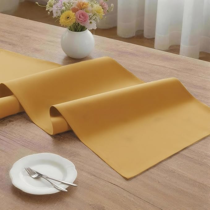 MEANMOY Gold Table Runner 108 Inches Long Waterproof Washable Table Runners | - Image 3