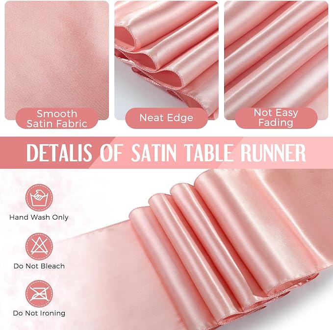 8 Pack White and Rose Gold Disposable Plastic Tablecloths and Satin Table - Image 4