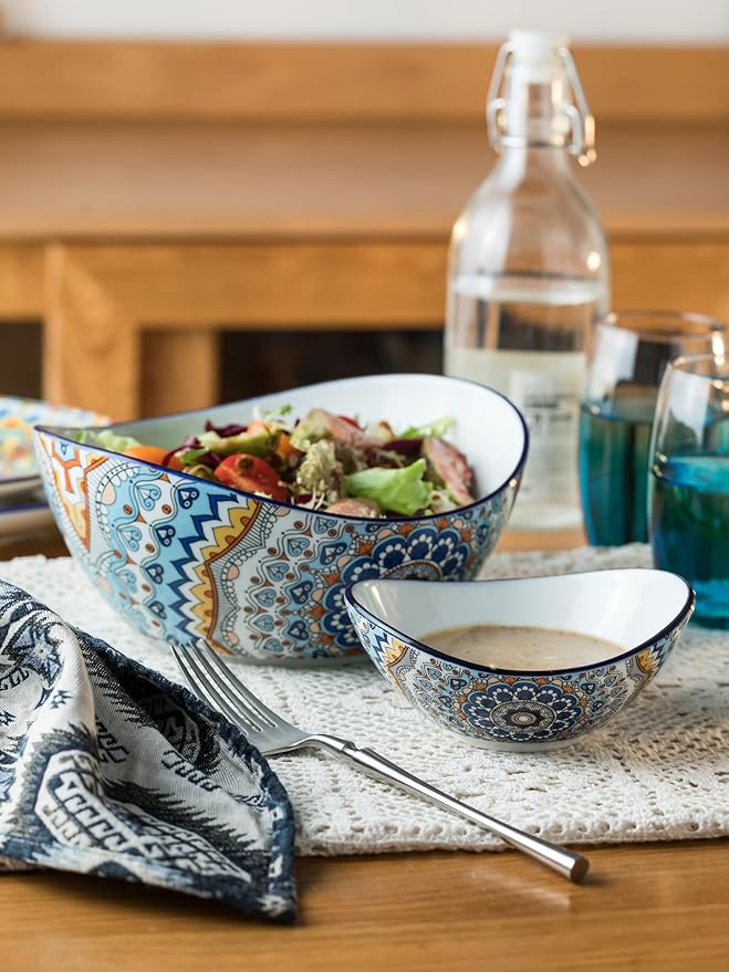 YHOSSEUN Chip and Dip Serving Set, 2 Tierd Serving Bowl Set | Ceramic Chip Dip - Image 4