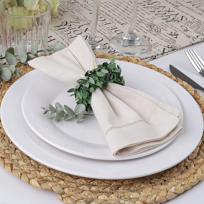wonlex Handmade Leaf Wreath Napkin Rings Set of 8, Farmhouse Leaf Napkin Ring - Image 4