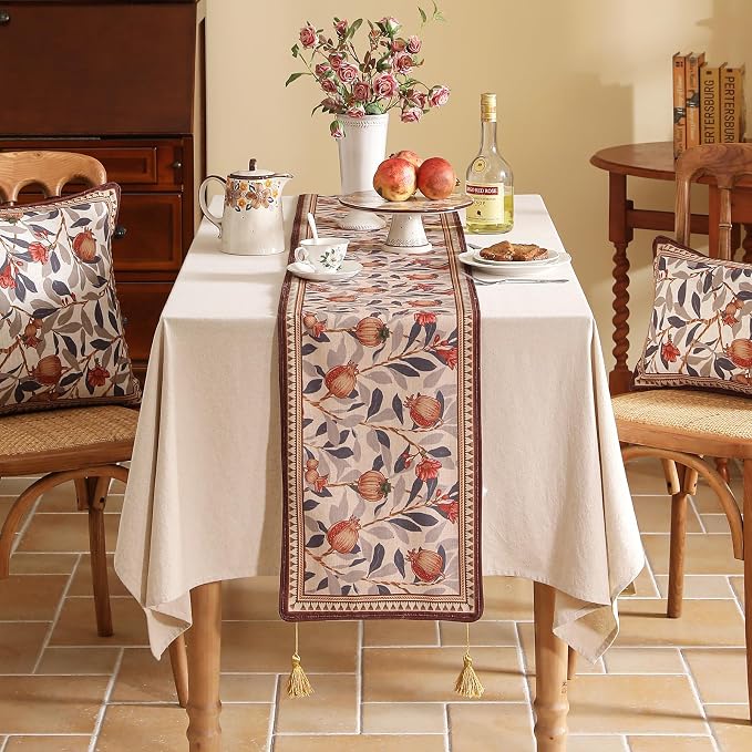 Patdrea Designer French Vintage Linen Table Runner, Floral Pattern, - Image 8