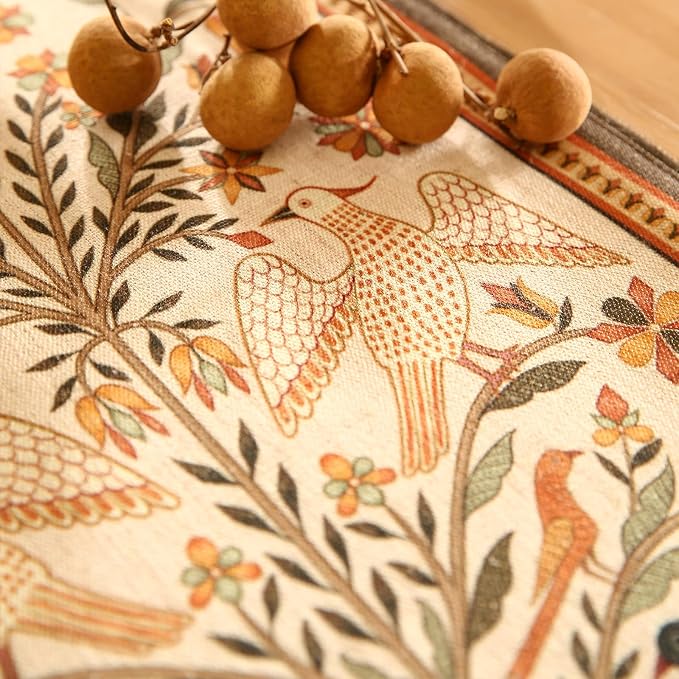 bilin gaier Designer French Linen Extra Long Table Runner, Floral Pattern - Image 4