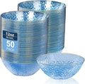 50 Pack 12 Ounce Blue Plastic Bowls Hammered Clear Bowl by I00000