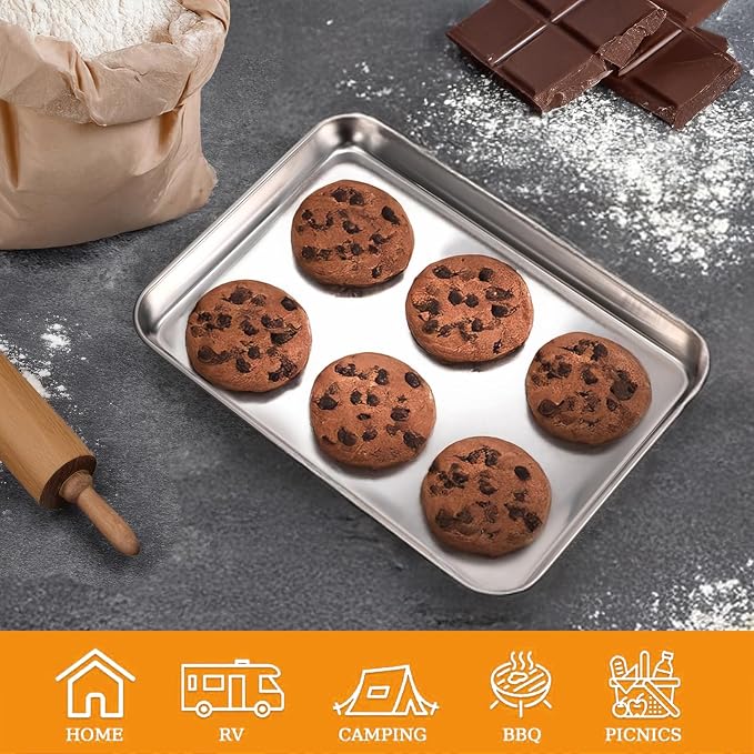 12 Pack Stainless Steel Plates, Metal Food Tray Plate, Small Baking Sheets - Image 7