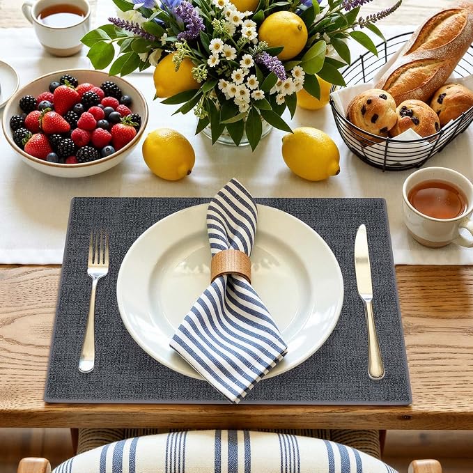 Faux Leather Heat Resistant Placemats 8 Packs, Waterproof Wipeable Dining PU - Image 8
