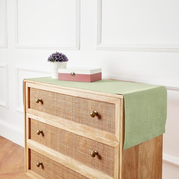 Solino Home 100% Pure Linen Table Runner Olive Woven, Athena 14 x 72 in | Table - Image 3