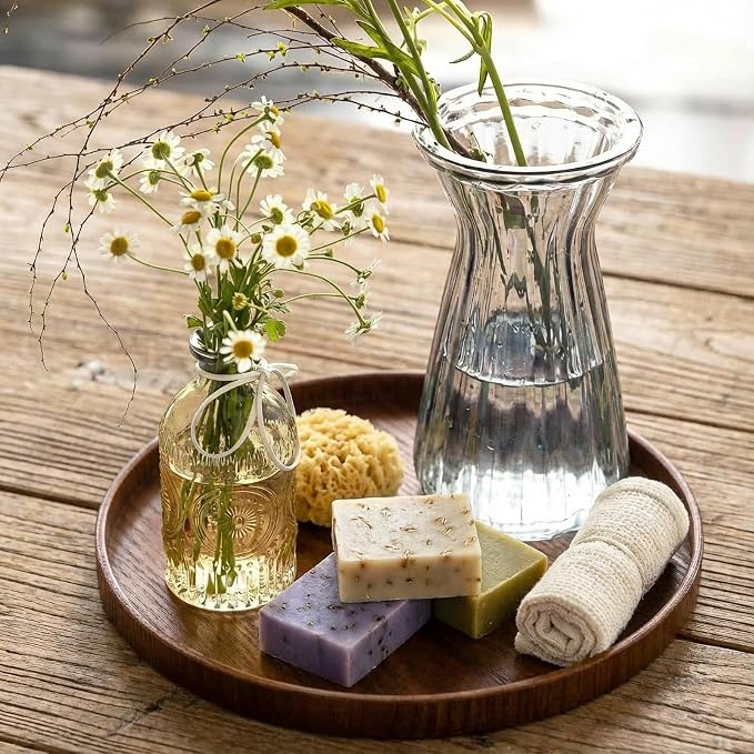 Round Trays Home Decor, 11.8" Large Round Wood Tray - Image 3