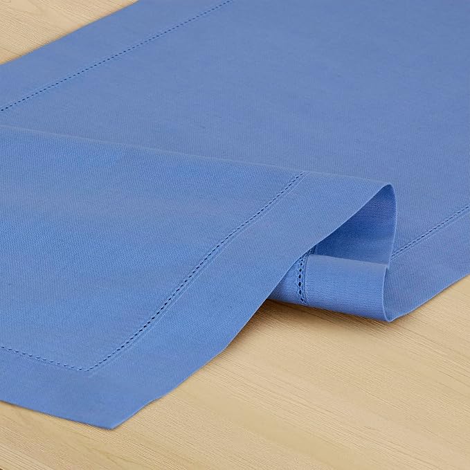 Solino Home Cotton Linen Table Runner Dusty Blue Hemstitch, 14 x 108 in | - Image 7