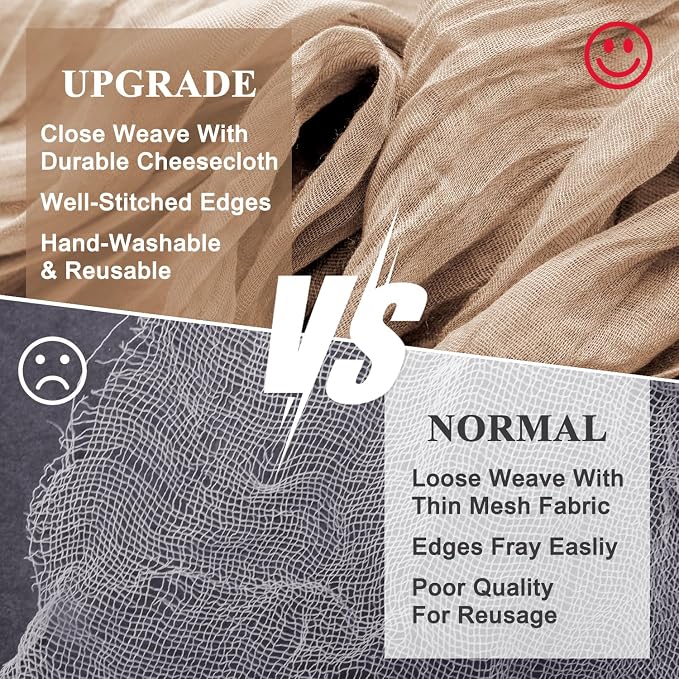Cheesecloth Table Runner Nude Brown 10FT Boho Gauze, 3 Pack | 120 Inch Cheese - Image 4
