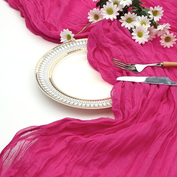 12 Pack Hot Pink Cheesecloth Table Runner 10ft Boho Gauze Fabric Cheese Cloth - Image 7