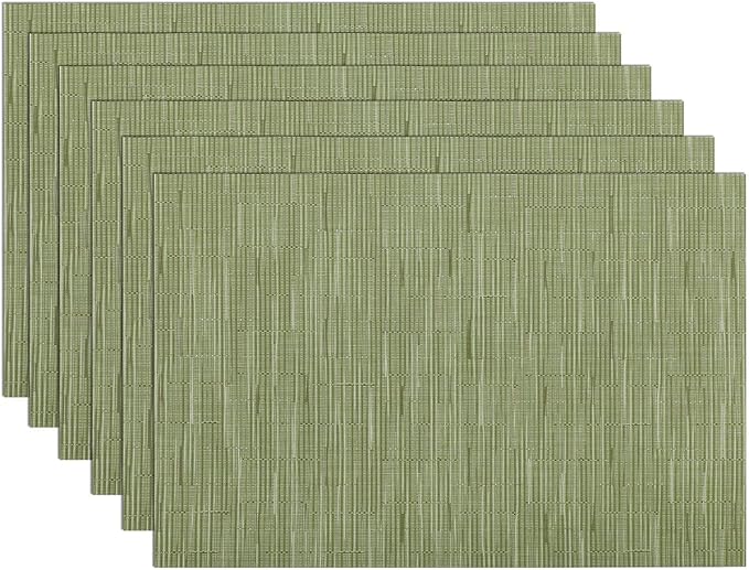 SHACOS Placemats Set of 6 Woven Vinyl Place Mats by SHACOS