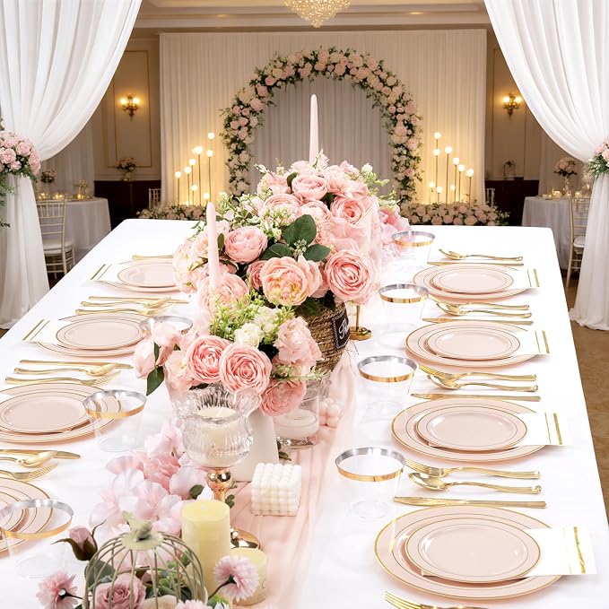 GATHER 350PCS Pink Plastic Plates - Image 5