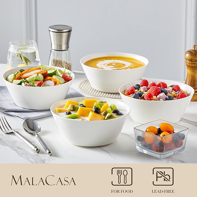 MALACASA 35 OZ Soup Bowls Set of 4, Kitchen Essential, Dishwasher Microwave Safe - Image 3