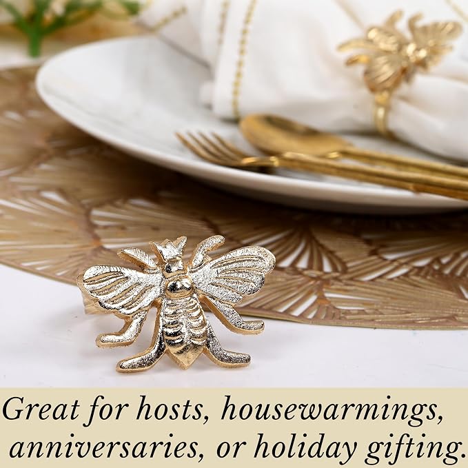 Alpha Living HOMEAntique Gold Metal Napkin Rings - Image 5