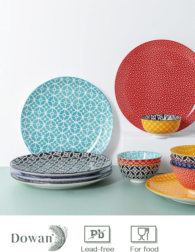 DOWAN 10" Colorful Dinner Plates Set of 6, Ceramic Dessert Plates Set - Image 5