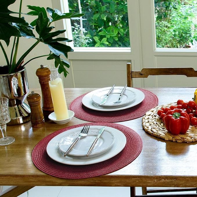 FunWheat Round Braided Placemats Set of 8 Table Mats - Image 5