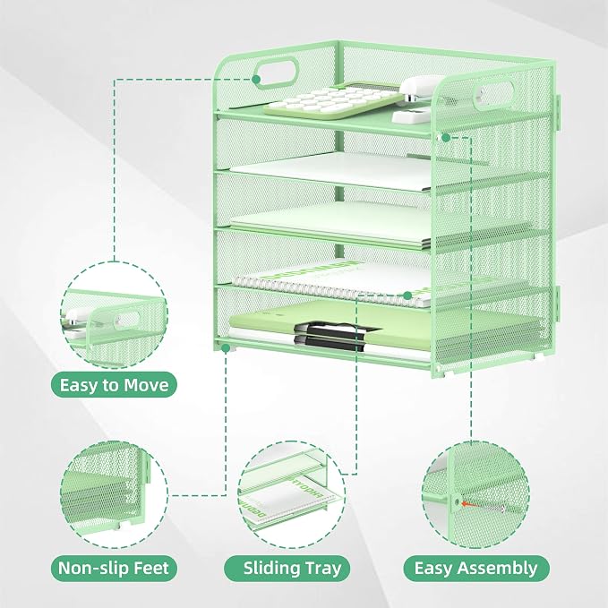 5 Trays Paper Organizer Letter Tray - Image 3