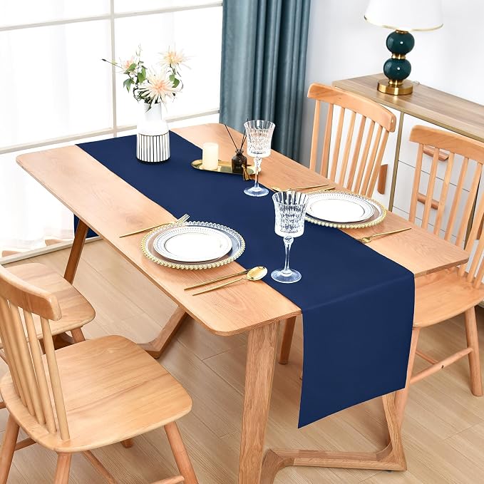 Farmhouse Navy Blue Table Runner Dining Table Runners 60 Inches Long Coffee - Image 2