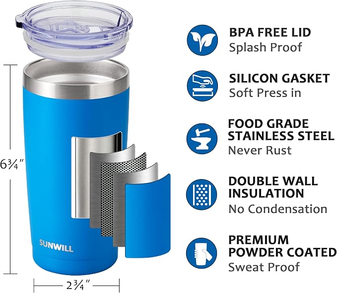 SUNWILL Travel Coffee Tumbler 20 oz, Insulated Mug - Image 2
