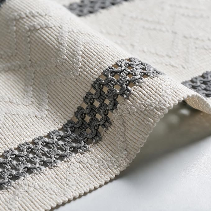 Artoid Mode Dark Grey Stripe Woven Rustic Table Runner 12x60 Inch | Holiday - Image 6